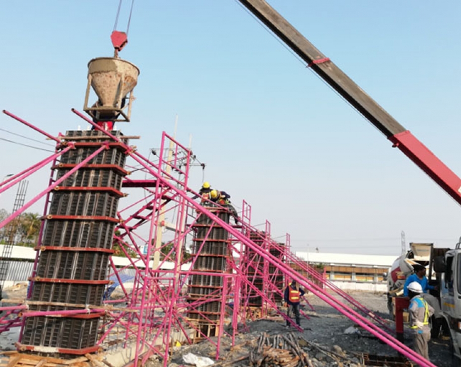 งานหล่อเสาคอนกรีต